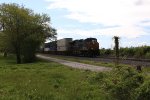 CSX 3297 leads Q015 west past where the Monon Michigan City line use to cross the B&O